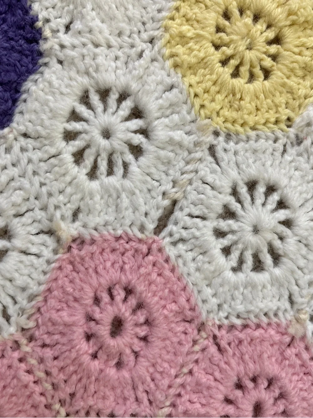 Granny Square Flower Garden Blanket Full Size Hexagon Edge